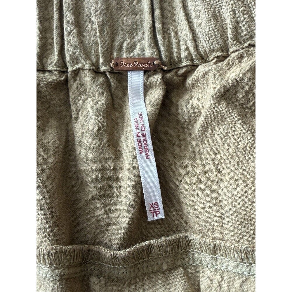 Free People Mariposa Mini Skirt Cocoa Pleated Utility Cotton Raw Hem XS NWT - Picture 5 of 9
